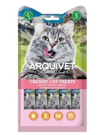Arquivet Snack Líquido de Salmón para Gatos – Creamy Treats 5 x 14 g