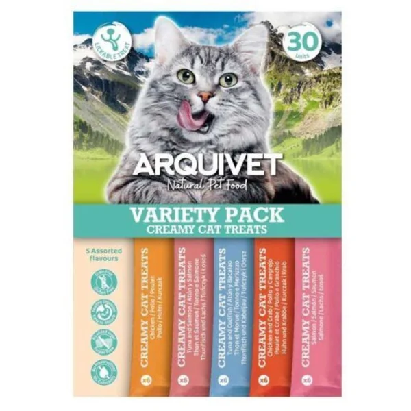 Arquivet Snacks Cremosos para Gatos: 5 Sabores Pack 30ud