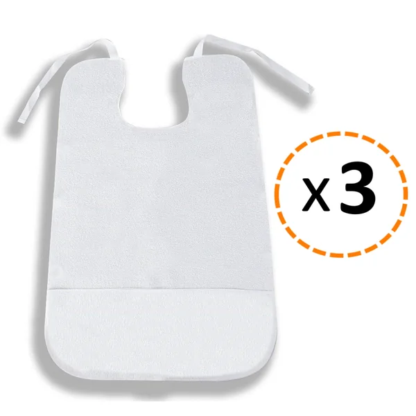 Babero Adulto Impermeable Rizo | Pack 3 Unidades