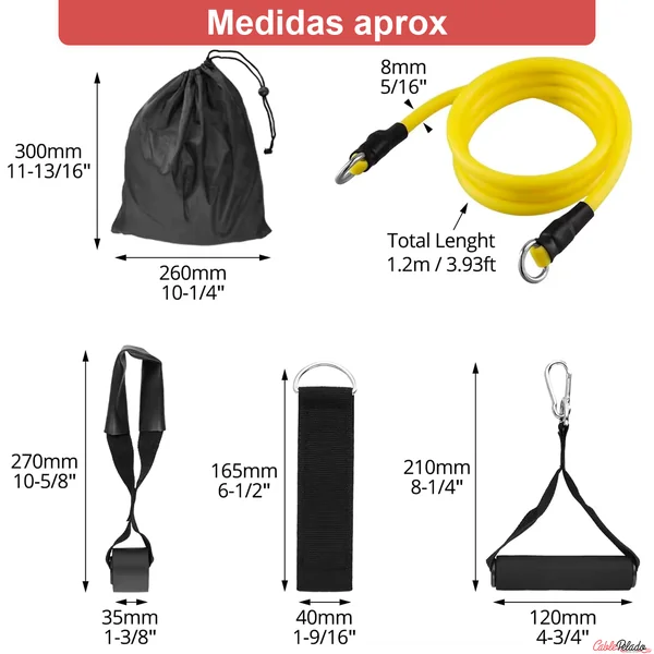 Bandas Elásticas de Resistencia Fitness ( Kit 11 Piezas)