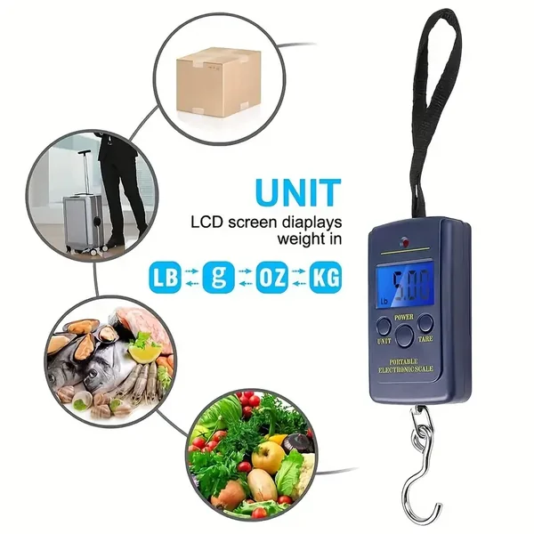 Bascula Digital LCD de mano para colgar equipaje 40Kg