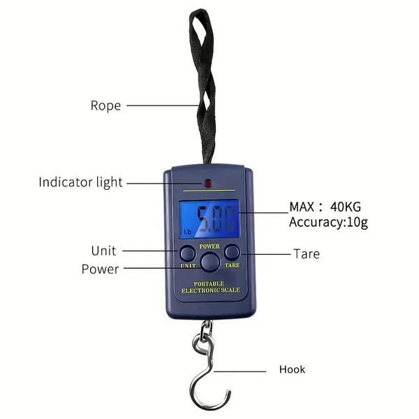 Bascula Digital LCD de mano para colgar equipaje 40Kg