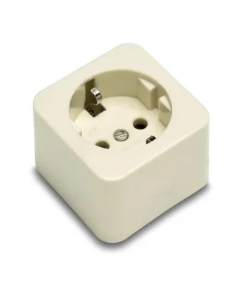Base de 1 toma TT lateral superficie 250V 16A Blanco