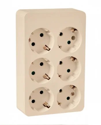 Base de 6 tomas TT lateral superficie 250V 16A Beige