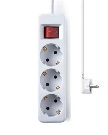 Base de enchufe 3 tomas con interruptor 1.5 M Blanco