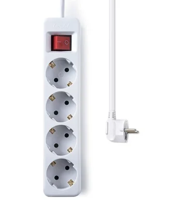 Base de enchufe 4 tomas con interruptor 1.5 M Blanco