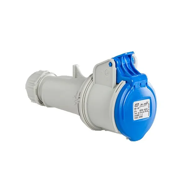 Base enchufe industrial hembra 2P+T 250V IP44 aerea Azul 16 A