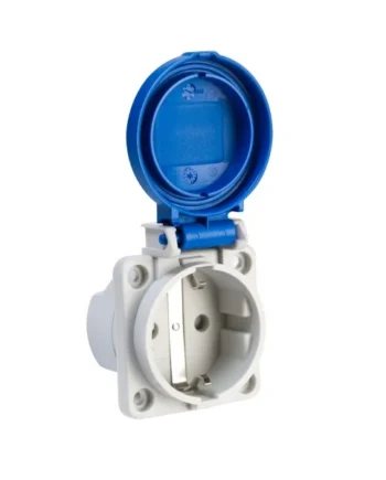 Base enchufe industrial hembra 2P+T 250V IP54 empotrar Azul 16 A