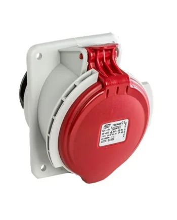 Base enchufe industrial hembra 3P+N+T 380V IP44 empotrar Rojo 32 A