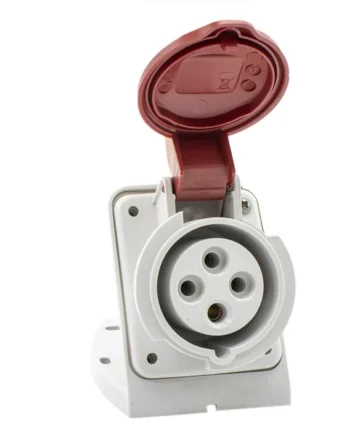 Base enchufe industrial hembra 3P+T 380V IP44 superficie Rojo 32 A