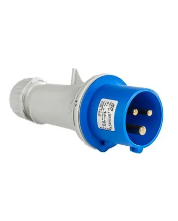 Base enchufe industrial macho 2P+T 250V IP44 aerea Azul 16 A