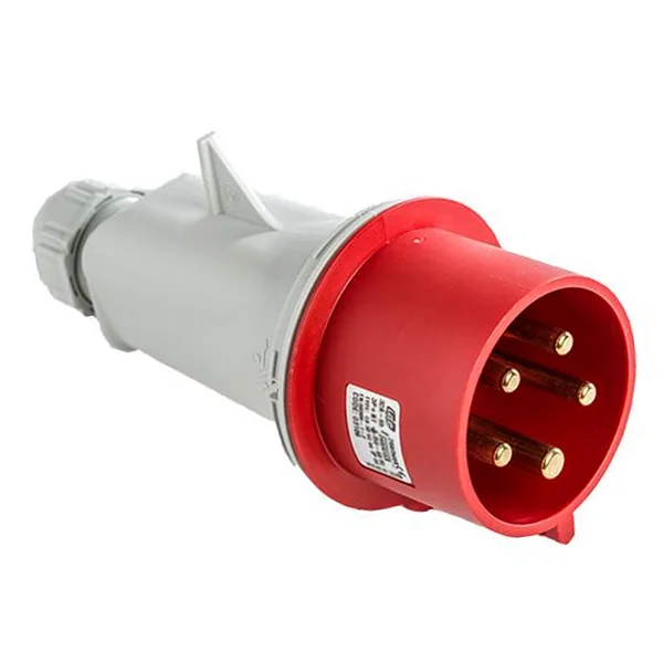 Base enchufe industrial macho 3P+T+N 380V IP44 aerea Rojo 32 A