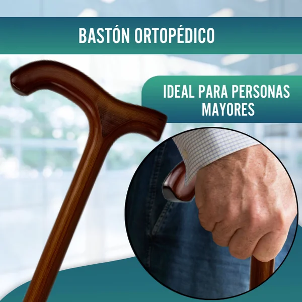 Bastón Anciano de Paseo Madera Liso | Empuñadura Derby
