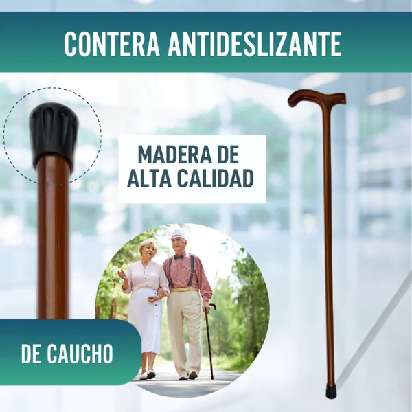 Bastón Anciano de Paseo Madera Liso | Empuñadura Derby