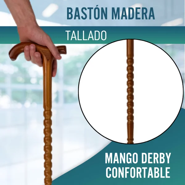 Bastón de Madera Redondeado Adultos | Mango Derby