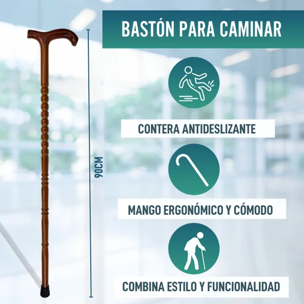 Bastón de Madera Redondeado Adultos | Mango Derby