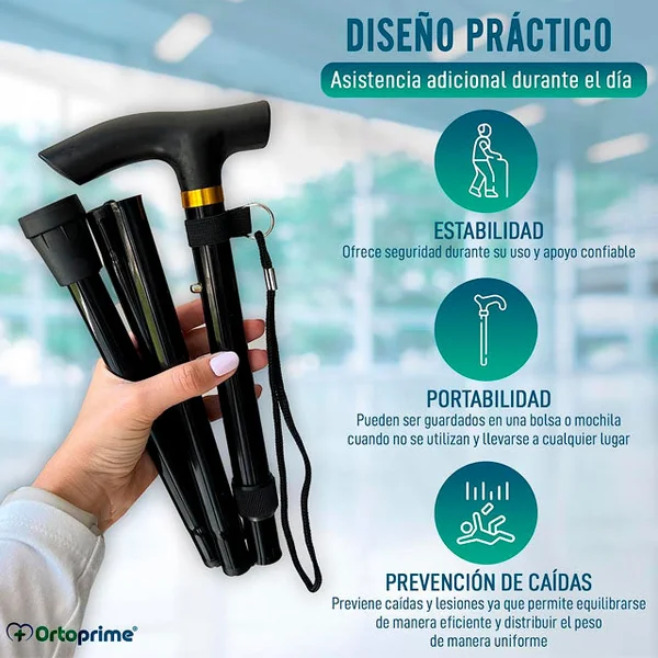 Bastón para Caminar Extensible y Regulable en Altura | Negro