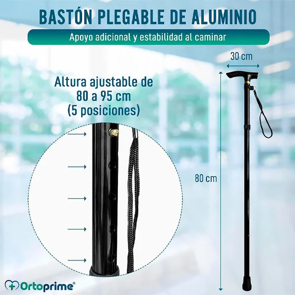 Bastón para Caminar Extensible y Regulable en Altura | Negro