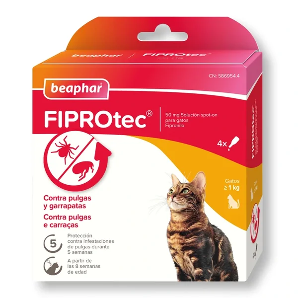 Beaphar Fiprotec Pipetas Antiparasitarias para Gatos 4 pipetas