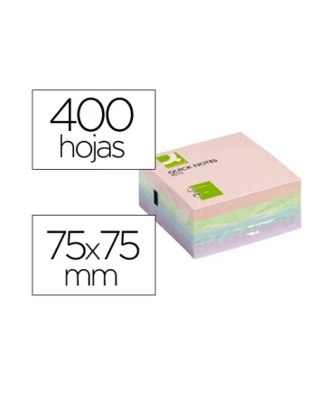 Bloc de notas adhesivas quita y pon Q-connect 75x75 mm Multicolor