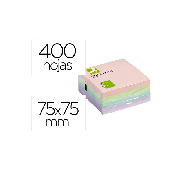 Bloc de notas adhesivas quita y pon Q-connect 75x75 mm Multicolor