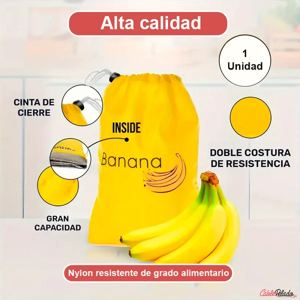 Bolsa Para Plátanos Reutilizable Para Frigorífico Amarillo
