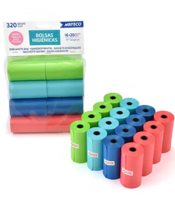 Bolsas Higiénicas 16 Rollos de 20 Bolsas Aroma Talco
