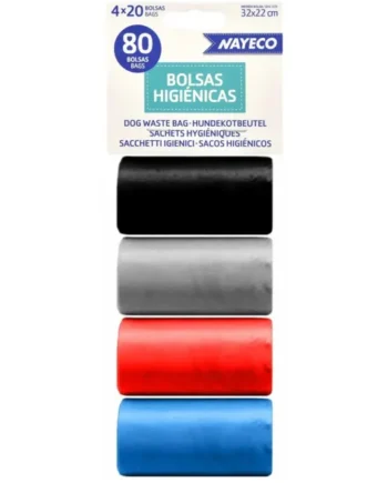 Bolsas Higiénicas 4 Rollos de 20 Bolsas Negro/Plata/Rojo/Azul