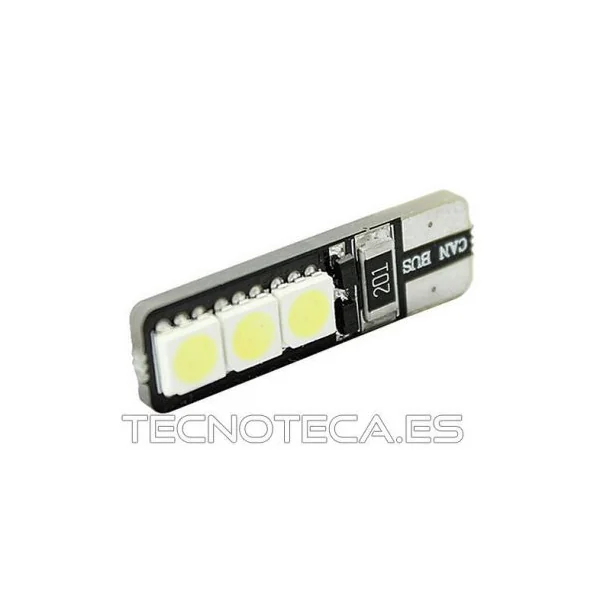 Bombilla LED 12VDC T10 CANBUS 6 LEDs 5050 blanco