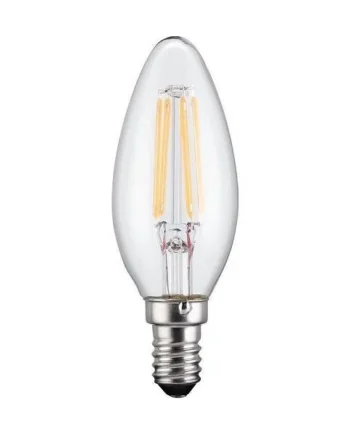 Bombilla LED E14 vela filamentos luz calida 4W