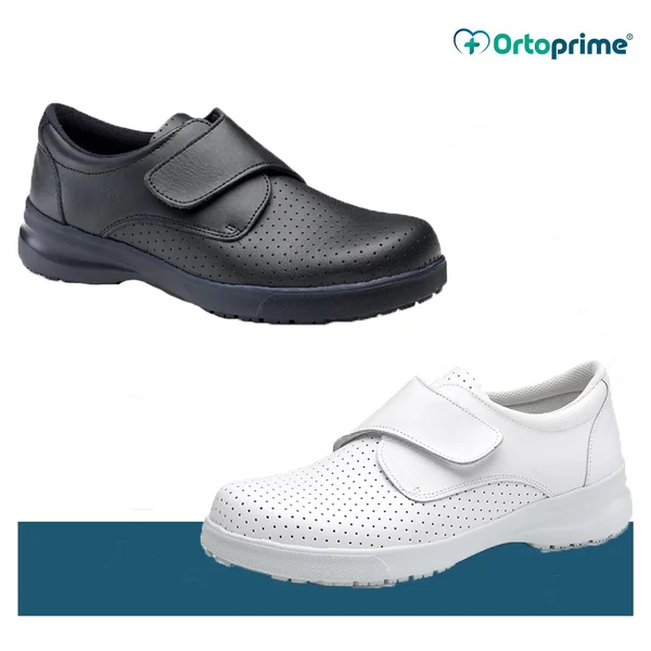 Botas de Cuero con Cierre de Velcro | Blancas y Marino