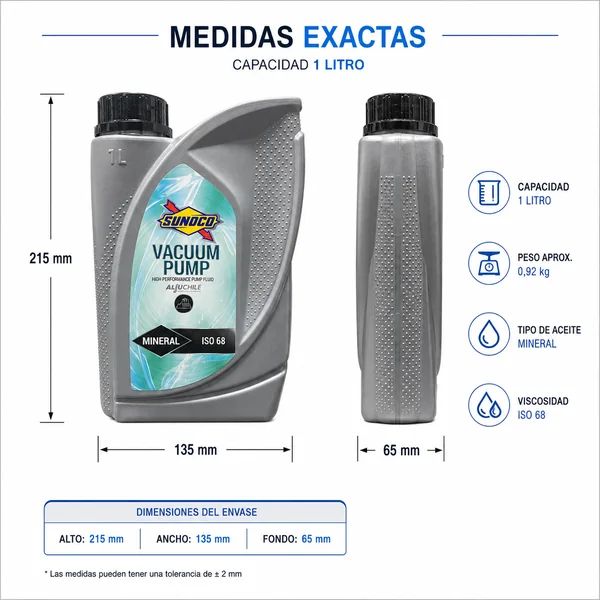 Botella Aceite Mineral Bomba Vacio 1Litro