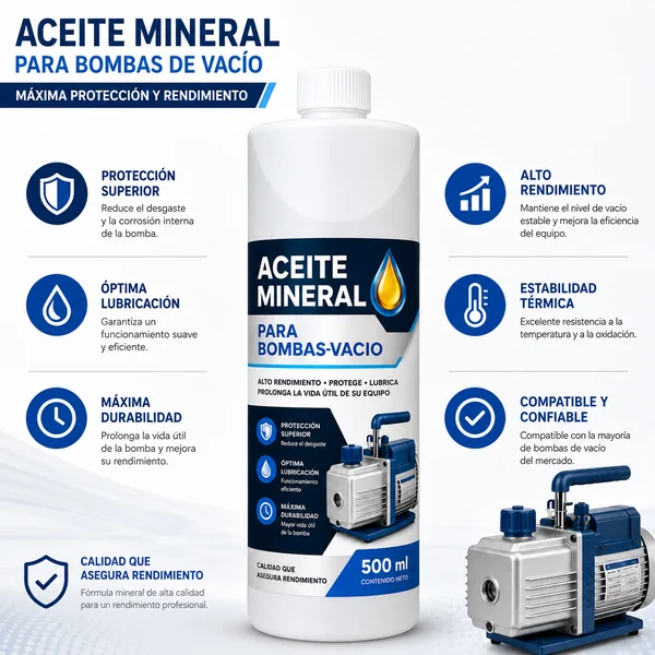 Botella Aceite Mineral Bomba Vacio 500 ML