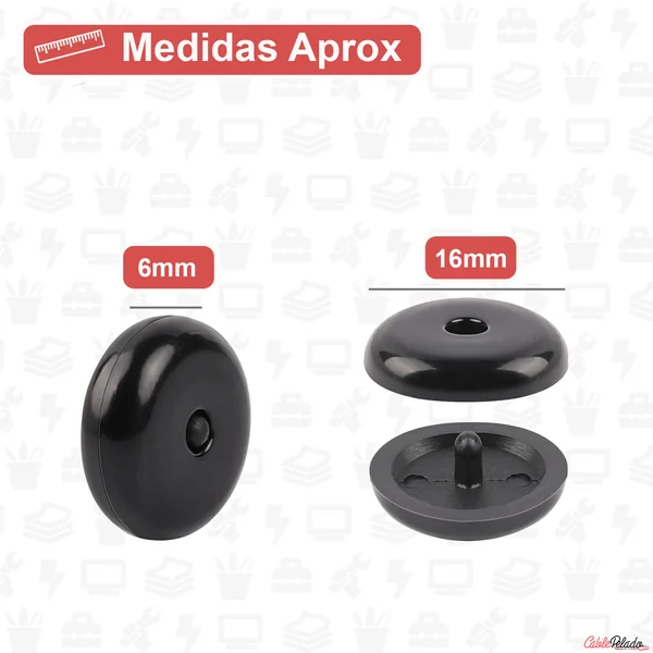 Botones para tope de cinturón de seguridad Pack 4uds Negro