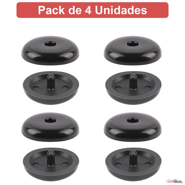Botones para tope de cinturón de seguridad Pack 4uds Negro