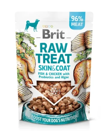 Brit - Raw Treat Skin and Coat Pescado y pollo con probióticos y algas