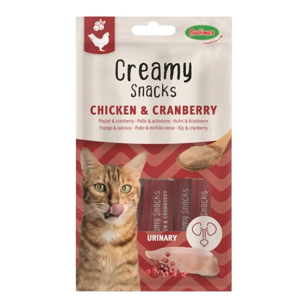 Bubi Creamy Snacks Urinary Pollo y Arándanos para Gatos — Salud Urinaria