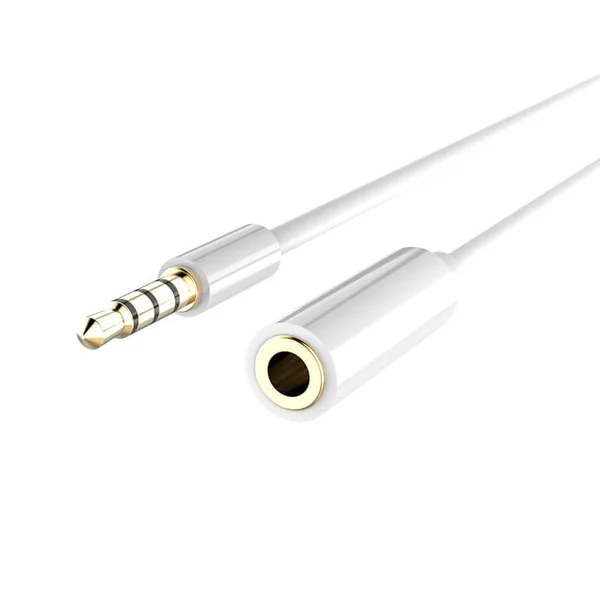 Cable alargador Jack 3.5 mm con microfono 4 pines 0.50 M Blanco