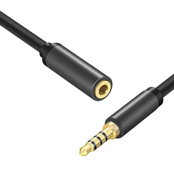 Cable alargador Jack 3.5 mm con microfono 4 pines 2 M Negro