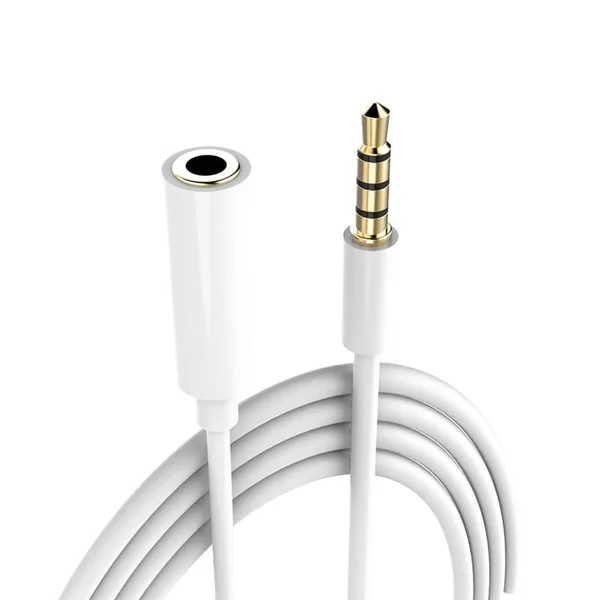 Cable alargador Jack 3.5 mm con microfono 4 pines 5 M Blanco