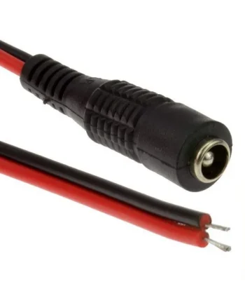 Cable alimentacion DC 5.5x2.1 mm hembra para CCTV 0.30 M rojo-negro