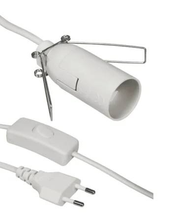 Cable alimentacion portalamparas E14 con interruptor 1.5 M Blanco