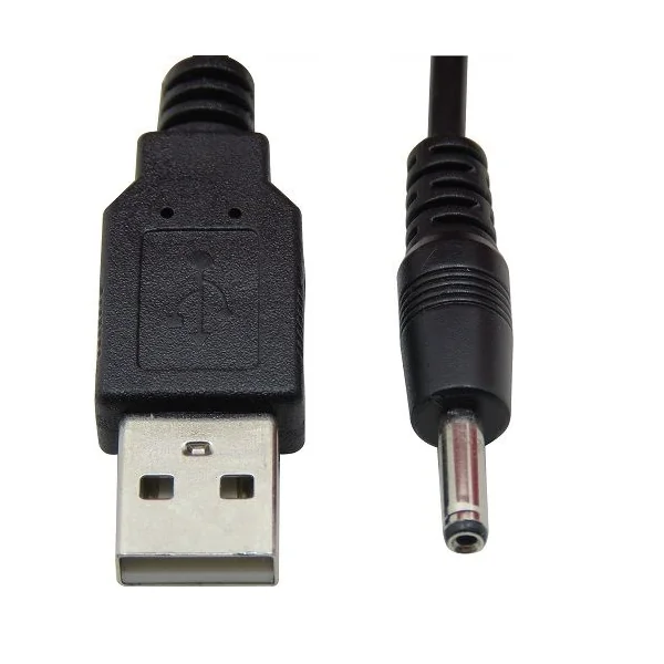Cable alimentacion USB 2.0 DC 3.5 mm x 1.35 mm 0.8 M Negro