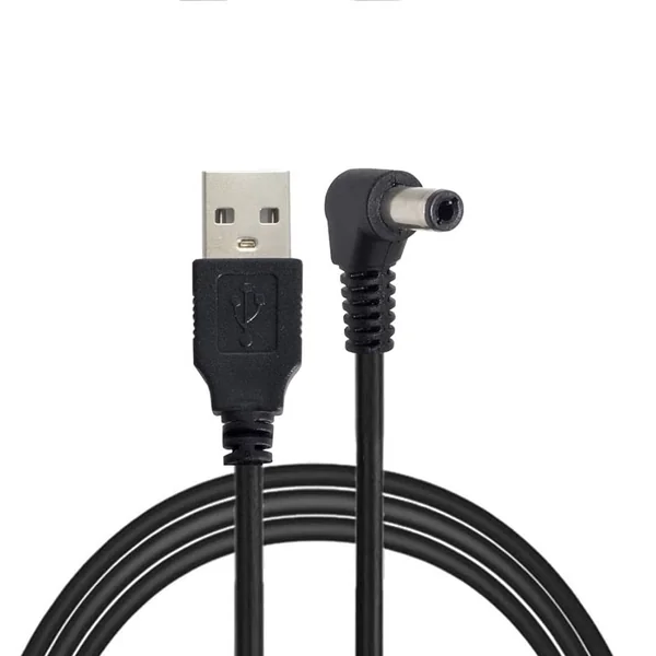 Cable alimentacion USB a DC 2.5 x 5.5 mm acodado 1 M Negro