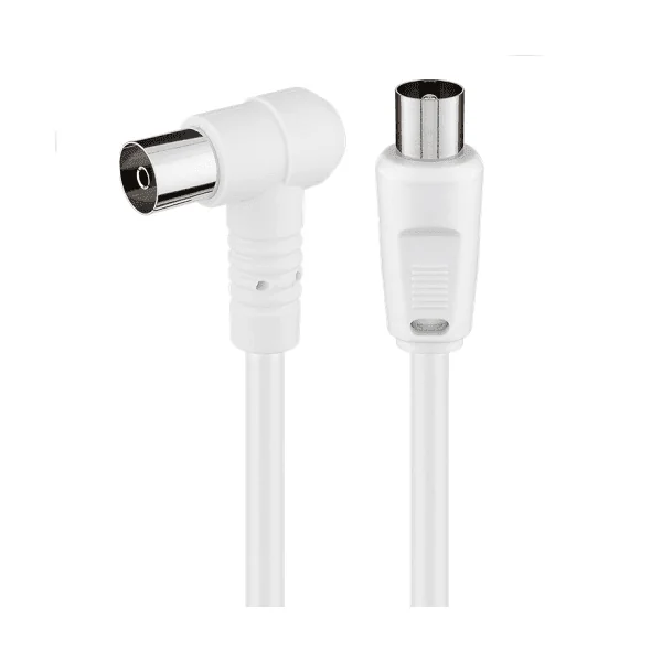 Cable antena de TV acodado de 75 Ohm 1.5 M Blanco