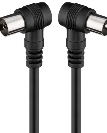 Cable antena de TV de 75 Ohm acodado 1.5 M Negro