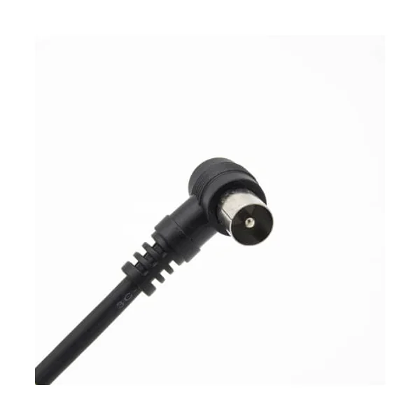 Cable antena de TV de 75 Ohm acodado 2.5 M Negro