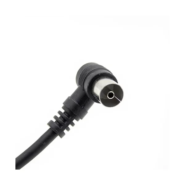 Cable antena de TV de 75 Ohm acodado 2.5 M Negro