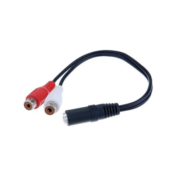 Cable audio estereo 2x RCA hembra - Jack 3.5mm hembra 0.25 M Negro