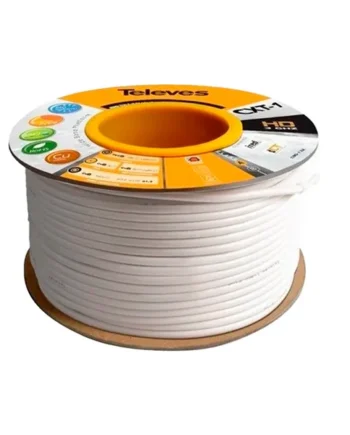 Cable Coaxial CU+AC/AL 100 M Blanco